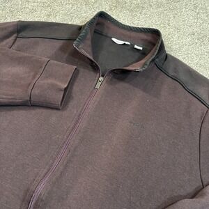 Calvin Klein Full Zip Mock Neck Sweatshirt XXL Burgundy‎ Maroon Cotton Blend